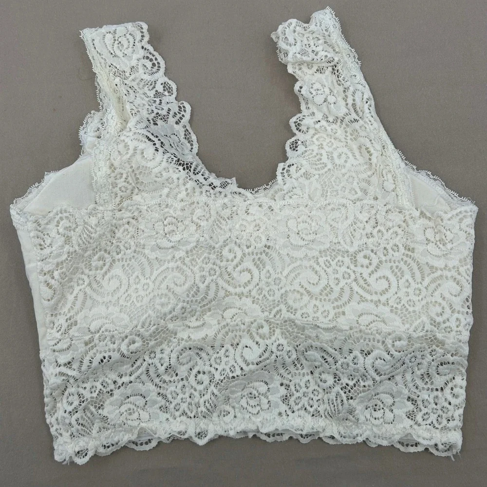 A Beautiful Soul‎ Lace Bralette Women B Blue White Floral Crop Boho Coquette 2PK